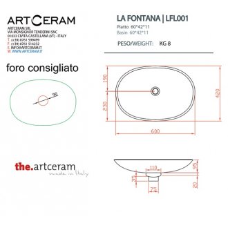 Раковина накладная ArtCeram La Fontana LFL001 цвет белый