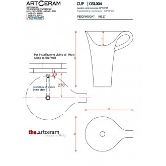 Раковина отдельностоящая ArtCeram One Shot Cup OSL004 цвет черно-белый