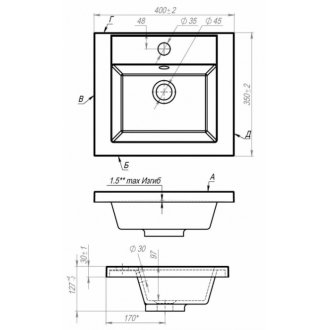Мебель для ванной Art&Max Family-M 40 с ящиками угольный камень