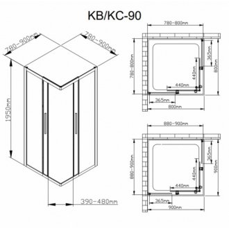 Душевой уголок AvaCan KB 80-90 MT