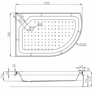 Душевая кабина AvaCan L520 LED с гидромассажем левая