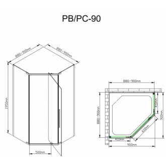 Душевой уголок AvaCan PB 90 MT