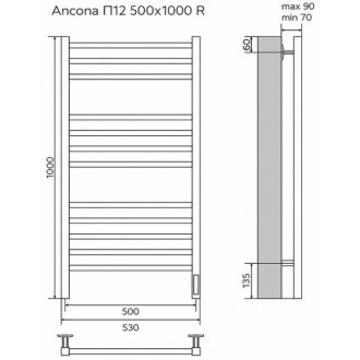 Полотенцесушитель электрический Azario Ancona AZ71850W