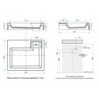 Раковина на стиральную машинку Azario Etna CS00078303