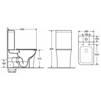 Унитаз-компакт Azario Anteo Square AZ-1218A с крышкой-сиденьем микролифт