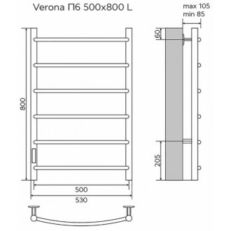 Полотенцесушитель электрический Azario Verona AZ04758B