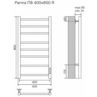 Полотенцесушитель электрический Azario Parma AZ10848B