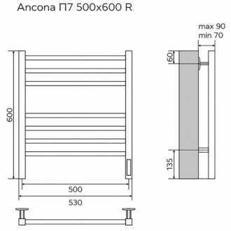 Полотенцесушитель электрический Azario Ancona AZ71856B