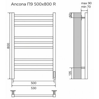 Полотенцесушитель электрический Azario Ancona AZ71858W