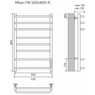 Полотенцесушитель электрический Azario Milan AZ90858B