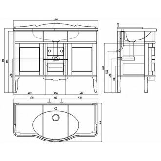 Мебель для ванной Bagno Piu Palladio 110 см с дверцами под стекло