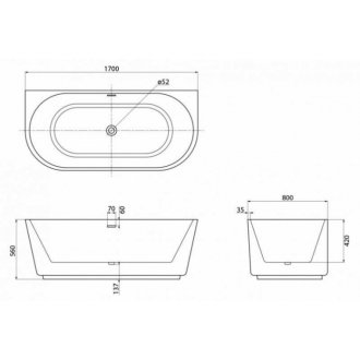 Ванна BelBagno BB108-170-80