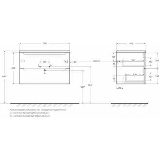 Тумба с раковиной BelBagno Etna 80-BB-8099-80 Rovere Grigio