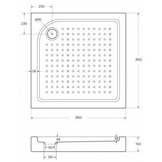 Поддон акриловый BelBagno TRAY-BB-A-85-15-W