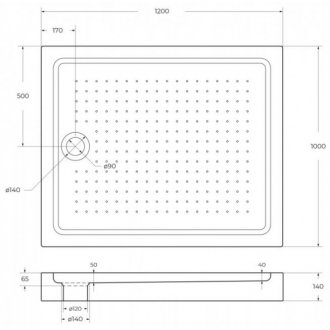 Поддон акриловый BelBagno TRAY-BB-AH-120/100-15-W