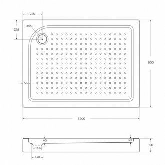 Поддон акриловый BelBagno TRAY-BB-AH-120/80-15-W