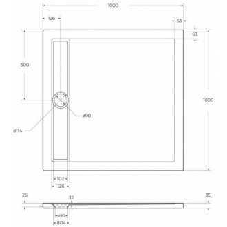 Поддон акриловый BelBagno TRAY-BB-DUE-A-100-4-W0