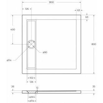 Поддон акриловый BelBagno TRAY-BB-DUE-A-80-4-W0