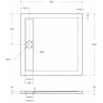 Поддон акриловый BelBagno TRAY-BB-DUE-A-90-4-W0