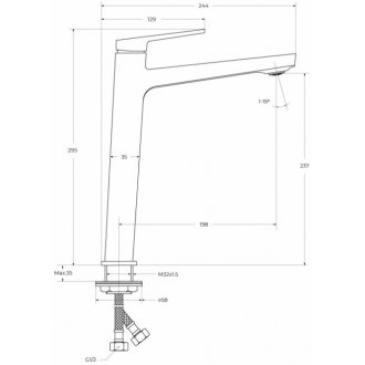 Смеситель для раковины BelBagno ARDENTE-LMC-CRM-W0