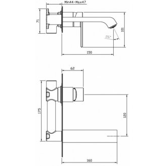 Смеситель для раковины BelBagno AURORA-BLVM-CRM-W0