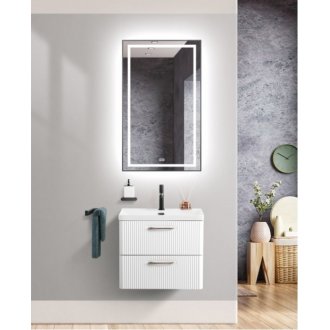 Тумба с раковиной и зеркалом BelBagno Due 60-BB-8076-3-60 Bianco Lucido