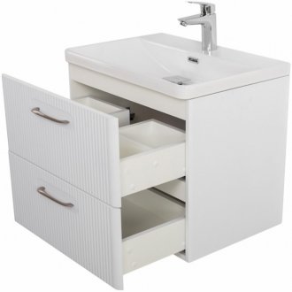 Тумба с раковиной и зеркалом BelBagno Due 60-BB-8076-3-60 белый металлик