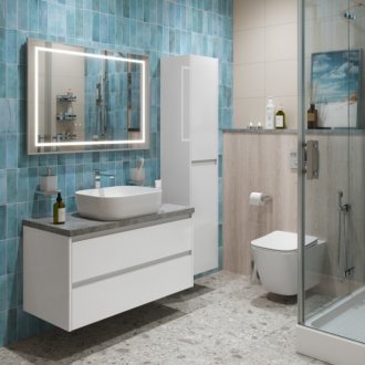 Мебель для ванной BelBagno KRAFT100BO-KEPMGL-1302-SET Bianco Opaco