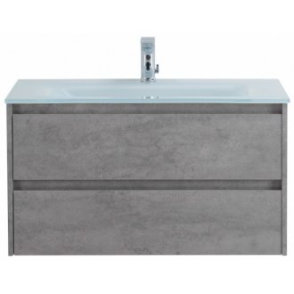 Тумба с белой стеклянной глянцевой раковиной BelBagno Kraft 100 см, цвет Cemento Grigio