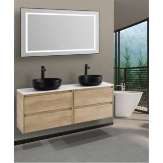 Тумба со столешницей и раковинами BelBagno Kraft 120-EK-120-2-BL-BB1315-H301 Rovere Nebrasca Nature