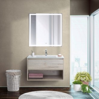 Тумба с раковиной BelBagno Kraft 80-1C-BB810/465-LV-VTR-BO Rovere Galifax Bianco