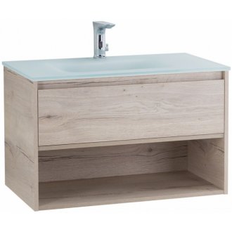 Тумба с раковиной BelBagno Kraft 80-1C-BB810/465-LV-VTR-BO Rovere Galifax Bianco