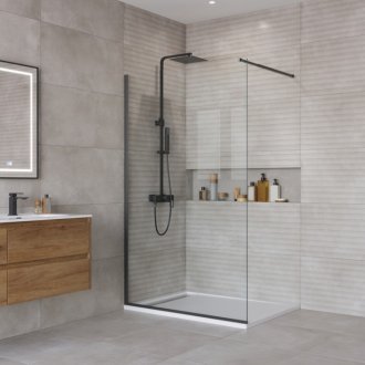 Душевая перегородка BelBagno KRAFT-L-1-110-C-NERO