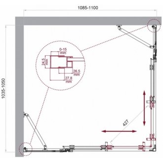 Душевой уголок BelBagno LUCE-AH-22-110/105-C-Cr