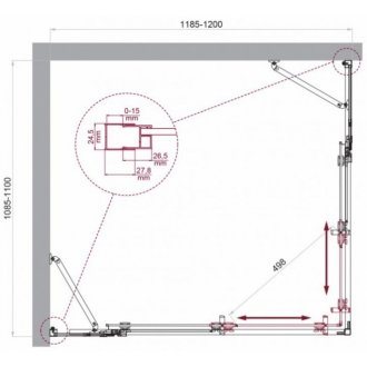 Душевой уголок BelBagno LUCE-AH-22-120/110-C-Cr