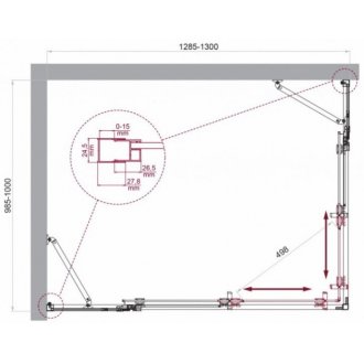 Душевой уголок BelBagno LUCE-AH-22-130/100-C-Cr