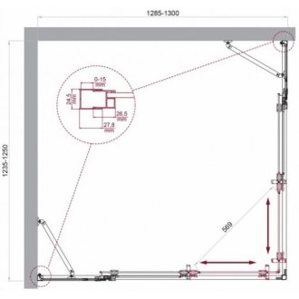 Душевой уголок BelBagno LUCE-AH-22-130/125-C-Cr