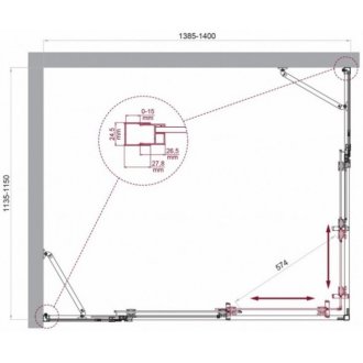 Душевой уголок BelBagno LUCE-AH-22-140/115-C-Cr