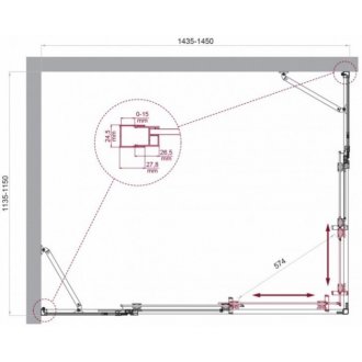 Душевой уголок BelBagno LUCE-AH-22-145/115-C-Cr