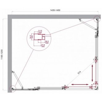 Душевой уголок BelBagno LUCE-AH-22-145/120-C-Cr