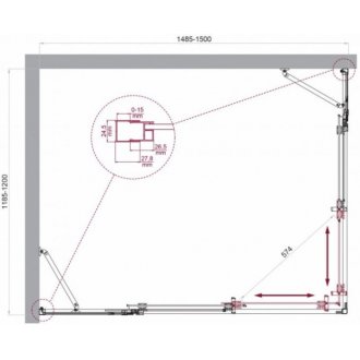 Душевой уголок BelBagno LUCE-AH-22-150/120-C-Cr