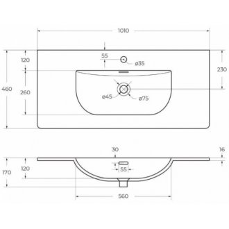 Тумба с раковиной BelBagno Marino-CER-N 100 Bianco Lucido