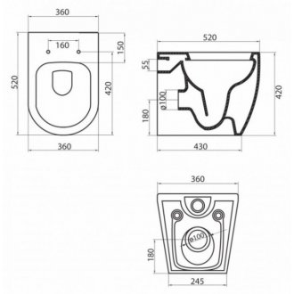 Унитаз приставной безободковый BelBagno Marino с крышкой BB105SC микролифт