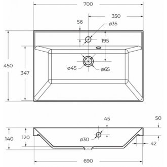 Мебель для ванной BelBagno Marino 70-PIA-BB700/450-LV-ART-AST-NERO Bianco Lucido