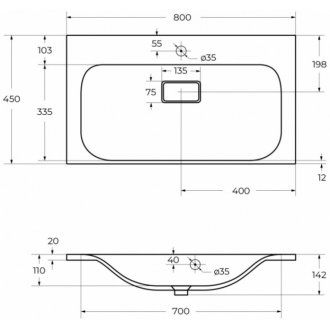 Мебель для ванной BelBagno Marino 80-PIA-BB800/450-LV-MR-FT Bianco Lucido