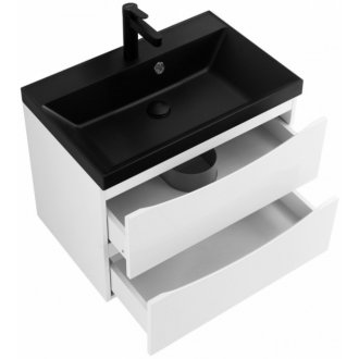Тумба с раковиной и зеркалом BelBagno Marino 60-BB600/450-LV-ART-AST-NERO Bianco Opaco