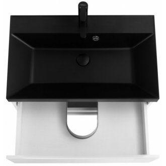 Тумба с раковиной и зеркалом BelBagno Marino 60-BB600/450-LV-ART-AST-NERO Bianco Opaco