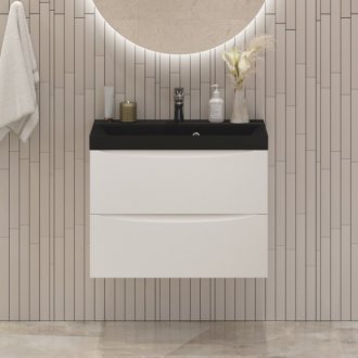 Тумба с раковиной и зеркалом BelBagno Marino 60-BB600/450-LV-ART-AST-NERO Bianco Opaco