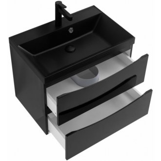 Тумба с раковиной и зеркалом BelBagno Marino 60-BB600/450-LV-ART-AST-NERO Nero Lucido
