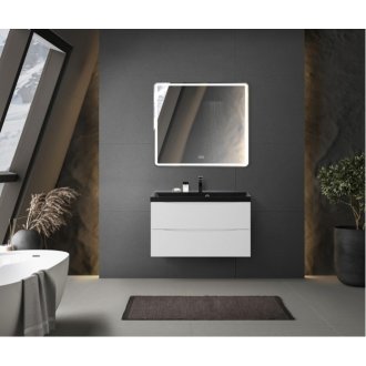 Тумба с раковиной BelBagno Marino 80-BB800/450-LV-ART-AST-NERO Bianco Lucido